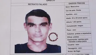 Retrato falado de um dos causados de participar do sequestro