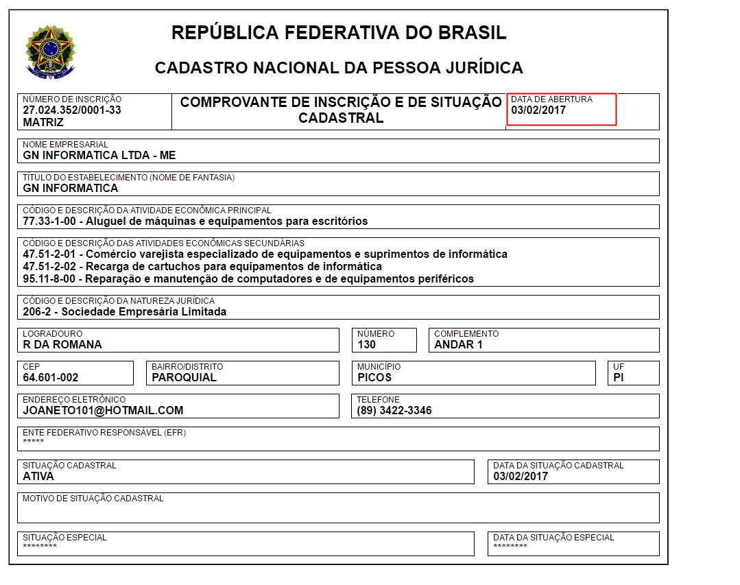 Registro na Recita Federal