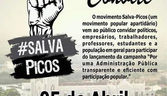 Convite para o lançamento do movimento Salva Picos