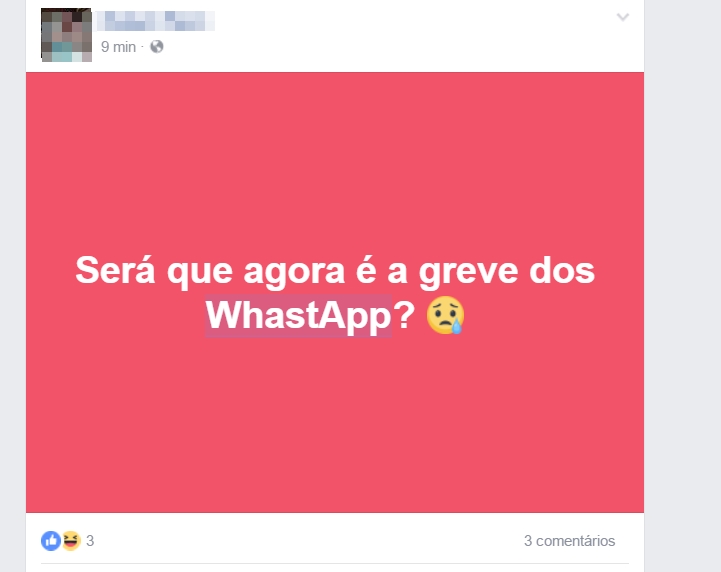 Relatos sobre falha no whatsapp