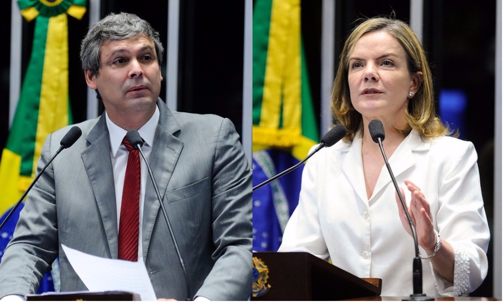 Gleisi Hoffmann (PT) e Lindbergh Farias (PT)