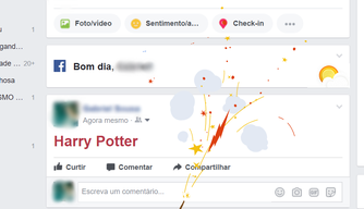 Varinha do Harry Potter aparece quando o nome é postado.