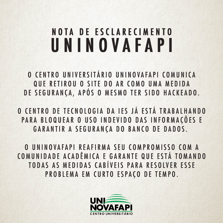 Nota do Uninovafapi