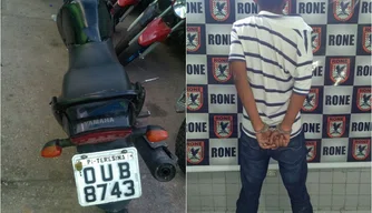 Rone apreende motocicleta roubada em porte de um homem no Promorar.