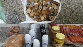 Parte dos produtos do furto realizado pelo suspeito.