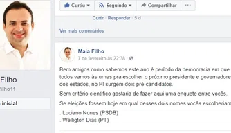 Publicação do deputado Mainha