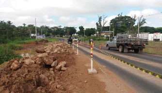 A BR-343 liberada nos dois sentidos após a barreira de contenção do DNIT.