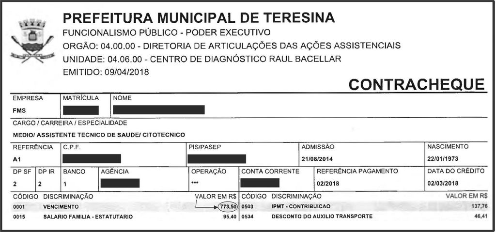 Servidor da FMS possui o vencimento de apenas R$ 773.