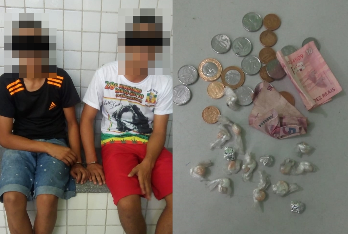 Menores foram apreendidos com 15 pedras de crack e dinheiro.