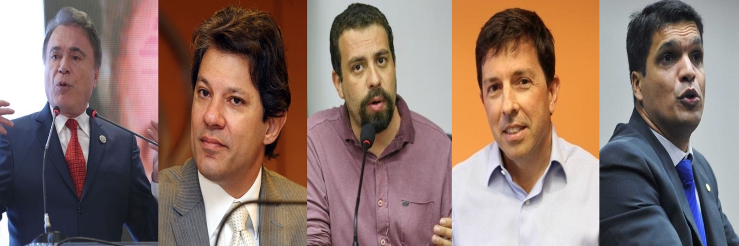 Álvaro Dias, Fernando Haddad, Guilherme Boulos, João Almoedo e Cabo Daciolo.