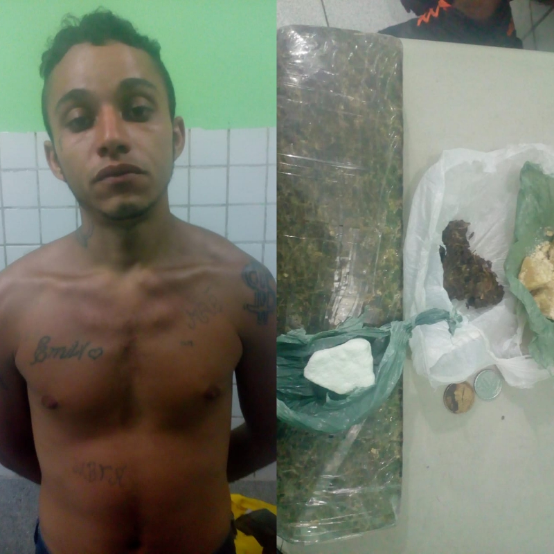 O acusado foi preso por tráfico de drogas dentro de um ônibus na BR-316.