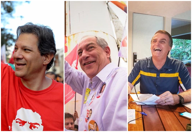 Fernando Haddad, Ciro Gomes e Bolsonaro.