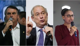 Jair Bolsonaro (PSL), Ciro Gomes (PDT) e Marina Silva (Rede).