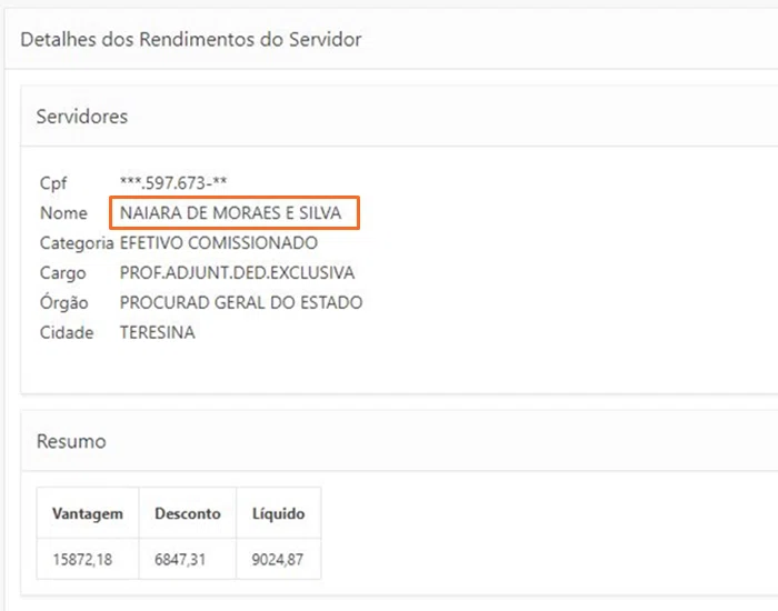 Detalhamento Portal da Transparência do mês de setembro de 2018.