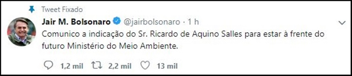 Publicação de Jair Bolsonaro