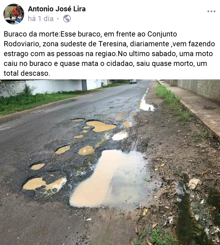 Postagem feita por Antonio José Lira no Facebook.