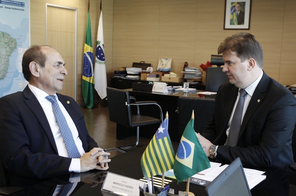 O senador Marcelo Castro (MDB) esteve reunido com o ministro Gustavo Canuto em Brasília.