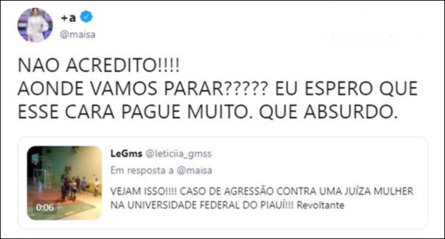 A apresentadora e atriz Maisa Silva comentou sobre o caso de agressão ocorrido na UFDPar.