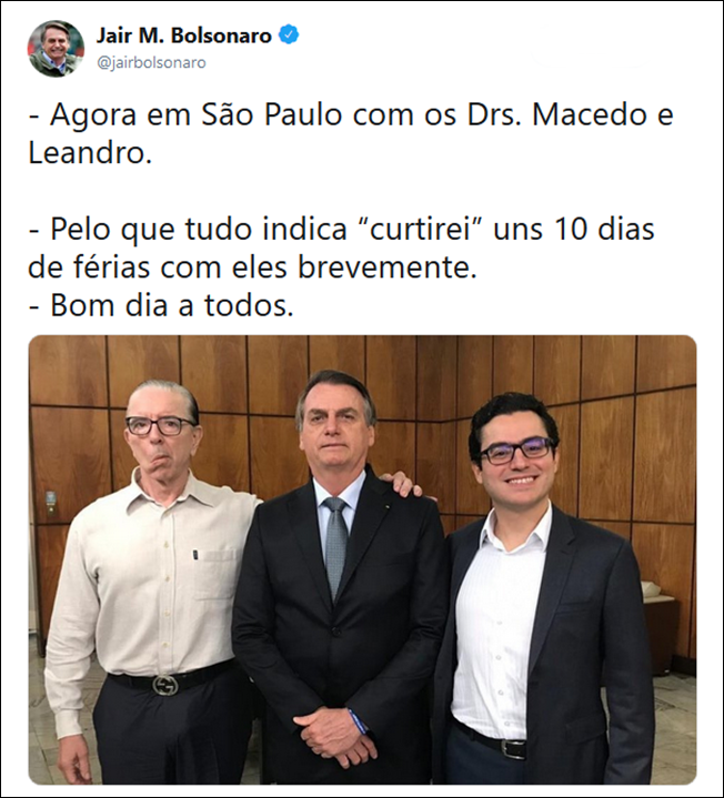 O presidente comentou sobre a cirurgia em postagem nas redes sociais.