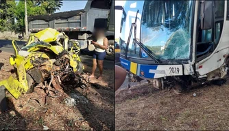 Acidente envolvendo carro de passeio e ônibus aconteceu na PI-113.