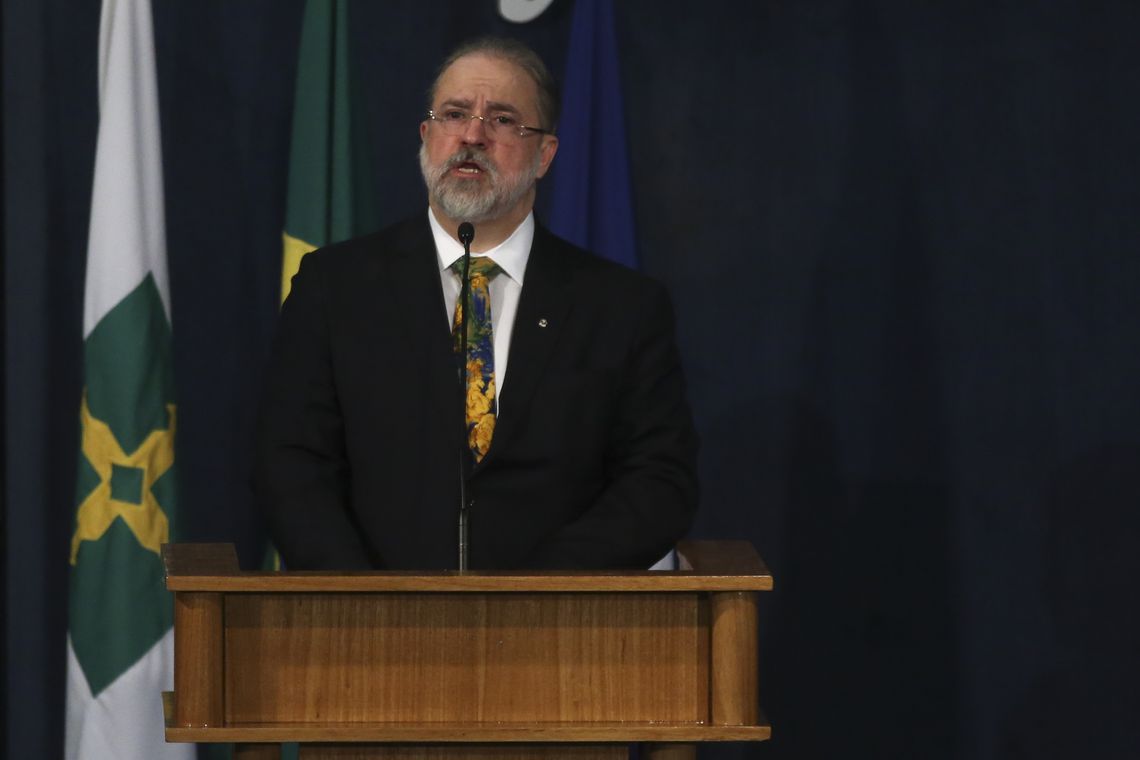 Augusto Aras durante cerimônia de posse na sede da PGR, em Brasília.