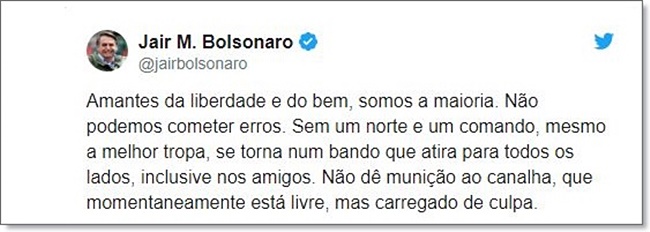 Publicação nas redes sociais do presidente.