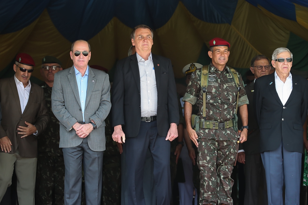 Jair Bolsonaro em evento na Vila Militar do Rio de Janeiro.