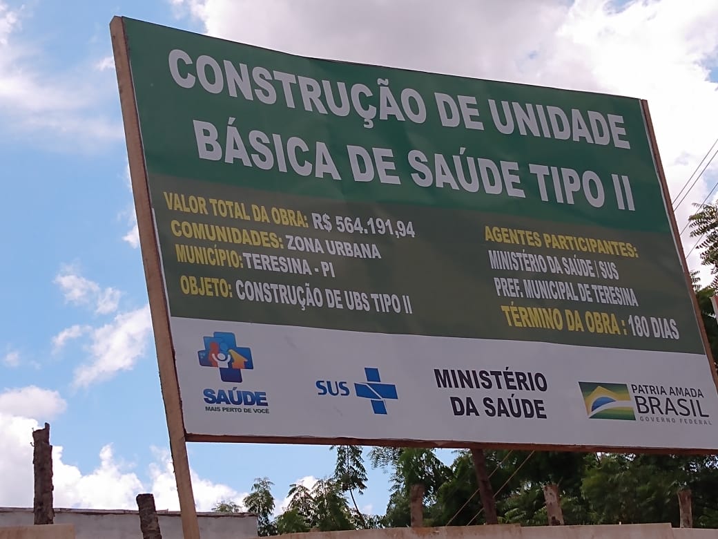 Obra de UBS realizada pela Fundação Municipal de Saúde (FMS) em Teresina.