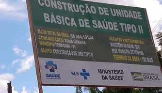 Obra de UBS realizada pela Fundação Municipal de Saúde (FMS) em Teresina.