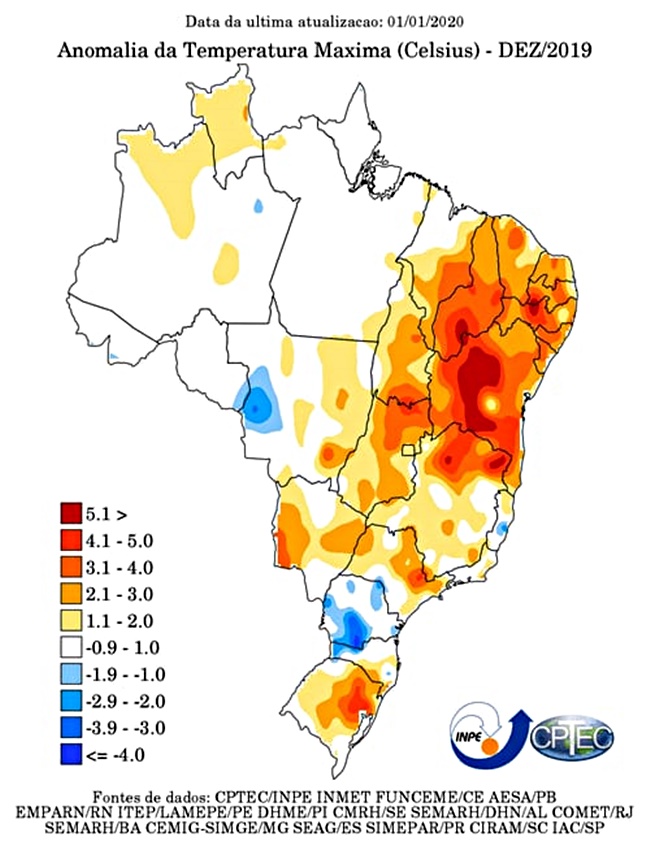 Pontos de concentração do calor.