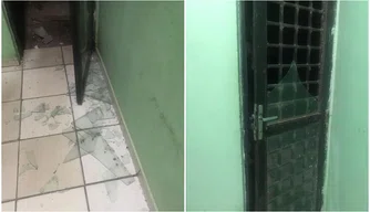 Os criminosos tentaram arrombar a porta do fórum