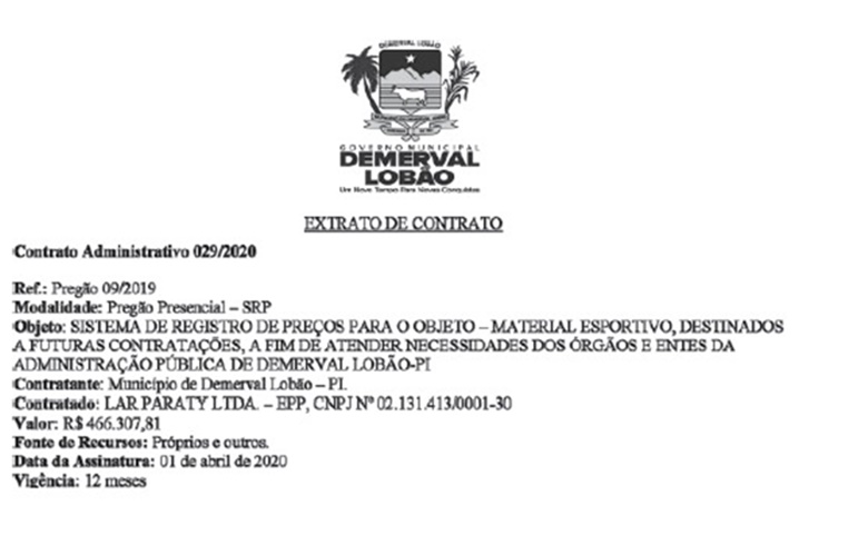 O termo de ratificação foi publicado no Diário Oficial do Município pelo prefeito.