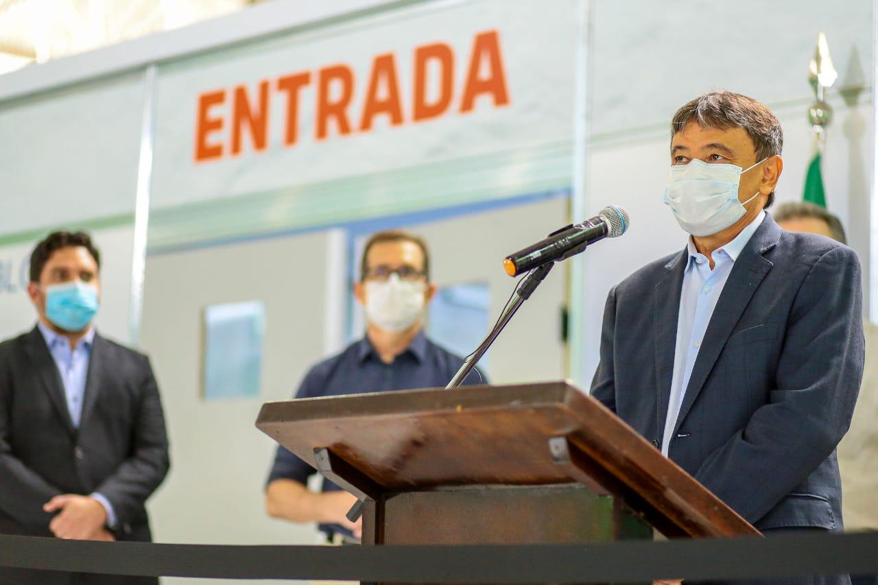 Governador Wellington Dias durante entrega do Hospital de Campanha do Verdão.