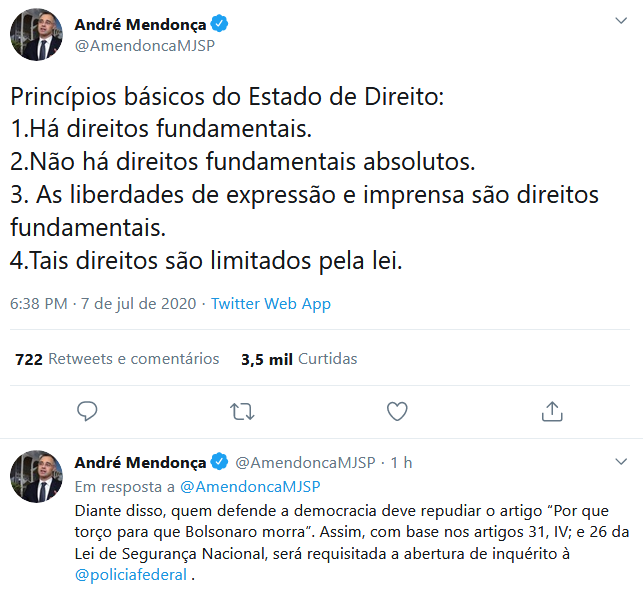 Publicação do ministro da Justiça