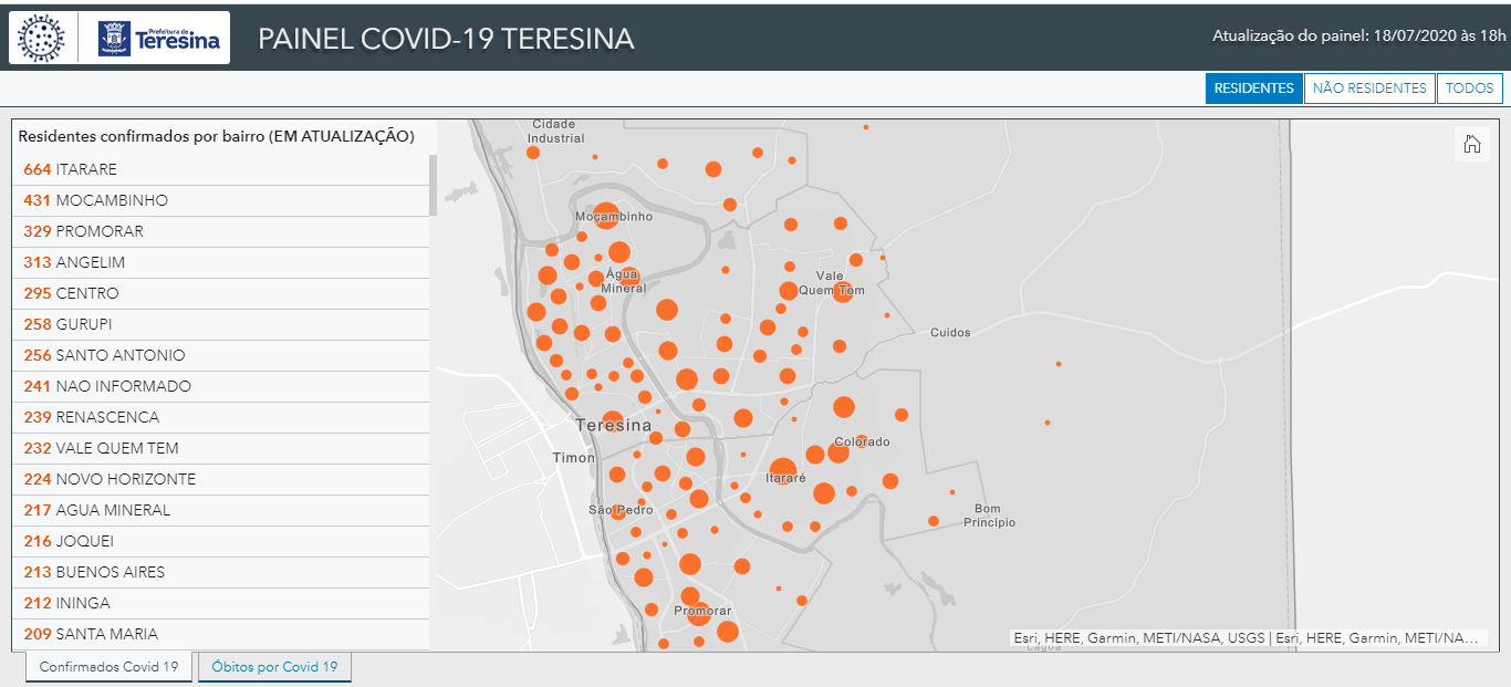 Saiba quais os bairros mais afetados pela Covid-19 em Teresina