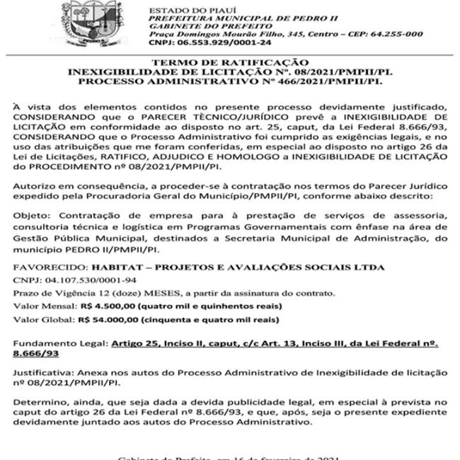 Processo Administrativo nº 466/2021.