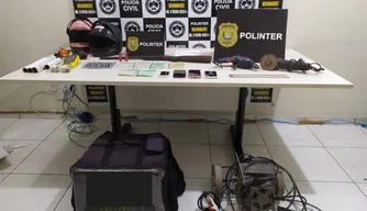 Materiais apreendidos pela Polinter após investigações em Teresina.