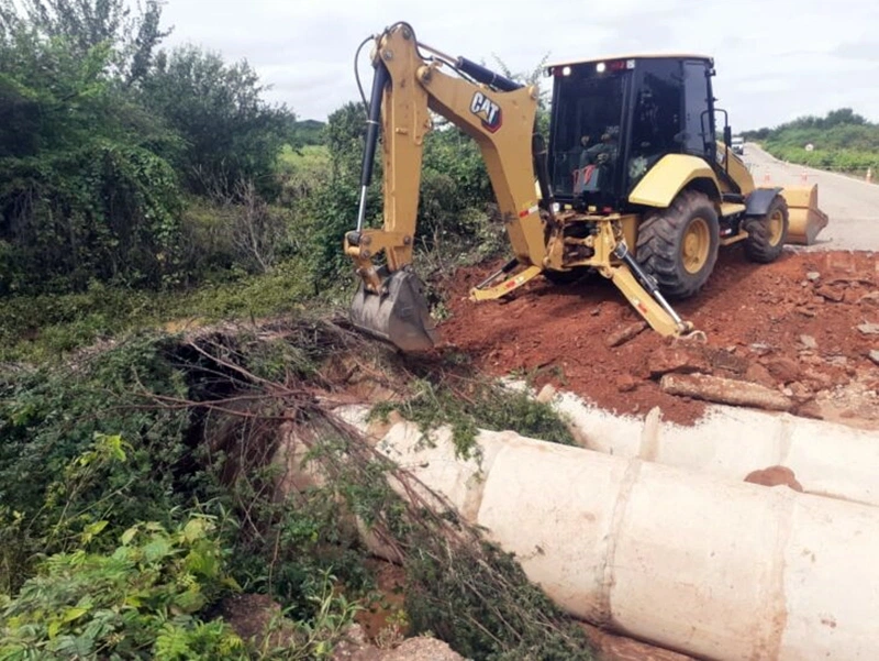 Trecho da rodovia PI-143 recuperada após fortes chuvas.