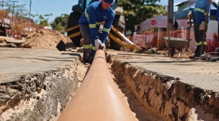 Obra na Avenida Centenário.