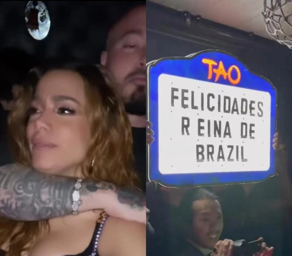 Anitta comemora vitória no VMA em balada.