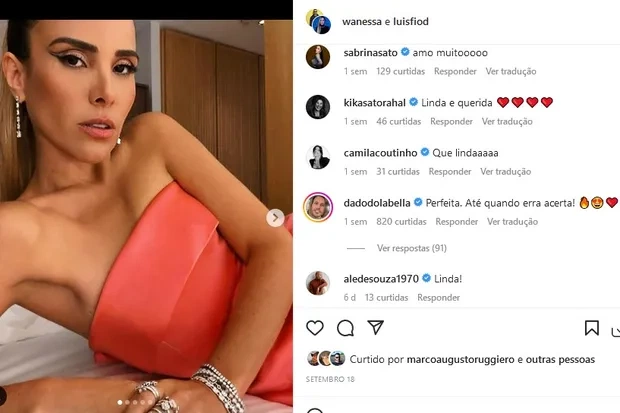 Comentário do ator Dolabella em publicação de Wanessa Camargo.