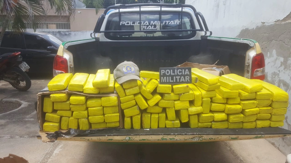 Tabletes de maconha apreendidos pela PM em São Raimundo Nonato.