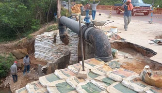 Obra de recuperação do bueiro da avenida Rafaello Rinaldi em Teresina.