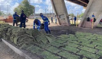 Obra de urbanização de viaduto em rotatória na Avenida Miguel Rosa