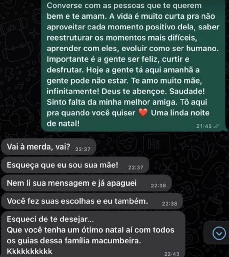 Troca de mensagens entre Larissa Manoela e a mãe, Silvana Taques