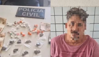 Objetos apreendidos com suspeito de tráfico de drogas.