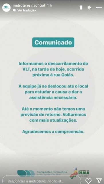 Nota oficial da Companhia Ferroviária e de Logística do Piauí.