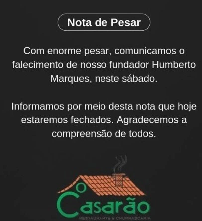 Nota de Pesar pelo falecimento do empresário Humberto Marques