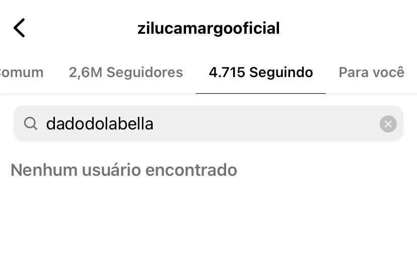 Zilu dá unfollow em Dado Dolabella