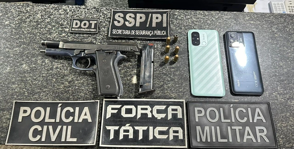 Arma apreendida na residência do foragido em Piracuruca